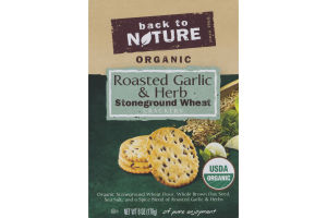 Back To Nature Organic Stoneground Wheat Crackers Roasted Garlic & Herb