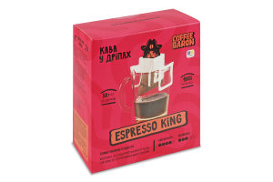 Кофе натуральный обжаренный молотый в дрипах Espresso king Coffee Baron в/с к/у 5х50г