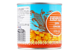 Кукуруза сахарная стерилизованная с сахаром и подсластителем Хуторок ж/б 410г