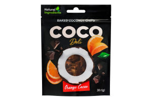 Чипси кокосові з апельсином та какао Coco Deli д/п 30г
