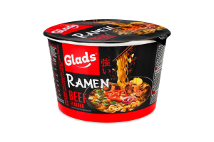 Лапша быстрого приготовления с соусом со вкусом говядины Рамен Glads ст 105г