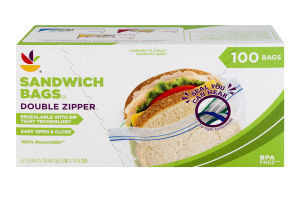 Ahold Sandwich Bags Double Zipper - 100 CT