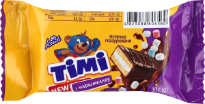 Тістечко бісквітне глазуроване з маршмеллоу Timi м/у 30г