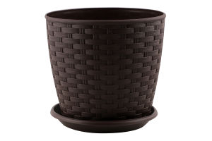 Горщик д/квітів Ротанг темно-коричневий з підставкою 16*15см арт114056 Алеана