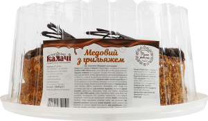Торт бисквитный Медовый с грильяжем Калачі п/у 1кг