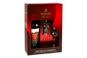 Набір подарунковий Бренді 0.7л 40% вірменський 7років Ani + 2 склянки Tulip Ararat 1шт