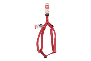 Шлея з QR паспортом червона відновлена бавовна світловідбиваюча пластиковий фастекс р.M 20мм L50-80см 03323 ВауДог Ре-коттон