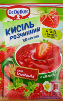 Кисіль розчинний швидкого приготування з шматочками фруктів зі смаком полуниці Dr.Oetker м/у 31.5г
