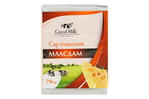 Сир плавлений "Маасдам", 35 % жиру в сухій речовині, брикет 70г, ТМ Good Milk