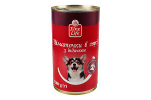 Корм консервированный полнорационный для взрослых собак Кусочки в соусе с индейкой Fine Life ж/б 1.24кг