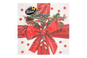 Серветки паперові Подарунок 33*33см 3шари 18шт Silken