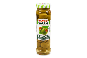 Оливки Sacla зелені фаршировані перцем
