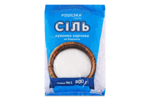 Соль кухонная пищевая не йодированная помол №1 Podilska marka м/у 800г