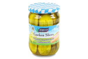 Огурцы для сэндвича маринованные ломтиками Hayco с/б 530г
