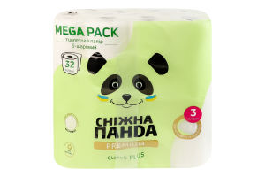Бумага туалетная 3-х слойная Classic plus Premium Сніжна Панда 32шт