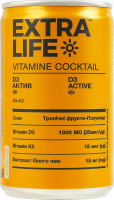 Напиток пастеризованный Тропические фрукты-клубника Д3 Актив Vitamine cocktail Extra Life 150мл