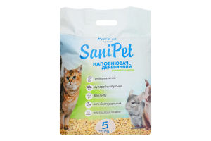 Наполнитель для туалета древесный универсальный Яблоко SaniPet Природа 5кг