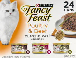 Purina Fancy Feast Cat Food Classic Pate Collection Poultry & Beef - 24 Ct