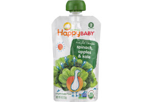 HappyBaby Organics Organic Baby Food Simple Combos 2 Spinach, Apples & Kale