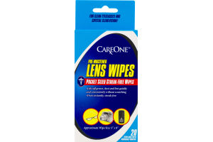 CareOne Pocket Sized Streak-Free Lens Wipes Extra-Large - 20 CT