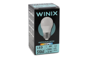 Лампа нейтральне світло G45 6W E27 4100K LED Winix 1шт