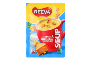 Крем-суп швидкого приготування зі смаком сиру Чеддер з крутонами Сирний Reeva м/у 17г