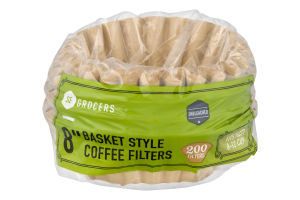 SE Grocers 8" Basket Style Coffee Filters Unbleached - 200 CT