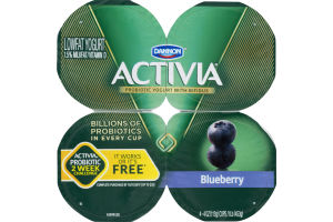 Dannon Activia Lowfat Probiotic Yogurt with Bifidus Blueberry - 4 PK