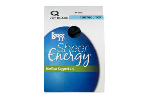 L'eggs Sheer Energy Medium Support Leg Control Top Q Jet Black
