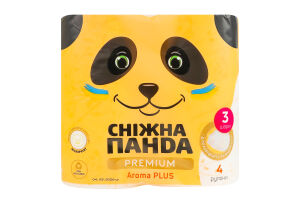 Бумага туалетная 3-х слойная Aroma plus Premium Сніжна Панда 4шт