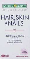 Nature's Bounty Optimal Solutions Hair, Skin & Nails Dietary Caplets 3000 mcg of Biotin Per Serving - 60 CT
