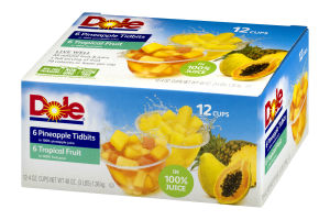 Dole Pineapple Tidbits and Tropical Fruit Cups - 12 CT