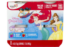 Yoplait Disney Princess Low Fat Yogurt Value Pack - 8 PK