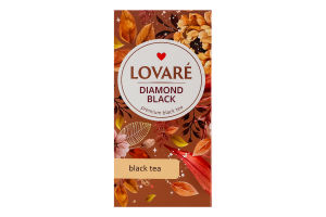 Бленд чаю чорного цейлонського та кенійського байхового дрібного Diamond black Lovare к/у 24х2г