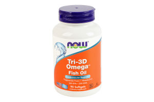 Добавка диетическая мягкие капсулы Tri-3D Оmega fish oil Now 90шт