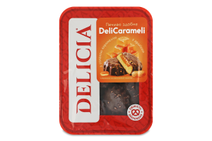 Печенье сдобное с соленой карамелью с арахисом DeliCarameli Delicia лоток 0.18кг