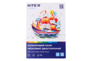 Папір кольоровий двосторонній 5 кольорів 10 аркушів А4 №K-252 Classic Kite 1шт
