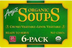 Amy's Organic Soups Lentil Vegetable/Chunky Vegetable - 6 PK