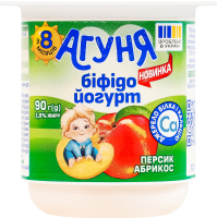 Біфідойогурт 2.8% для дітей від 8міс з наповнювачем фруктовим Персик-абрикос Агуня ст 90г