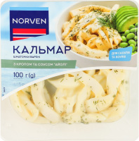 Кальмар кусочки вареные с укропом и соусом Айоли Norven лоток 100г