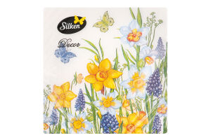 Серветки паперові Decor Нарциси на галявині 33*33см 2шари 16шт Silken