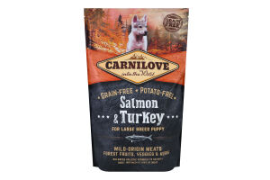 Корм д/цуценят великих порід з лососем та індичкою сухий 1,5кг Карнілав