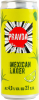 Пиво 0.33л 4.9% светлое нефильтрованное непастеризованное Mexican Lager Pravda ж/б