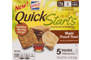 Lance Quick Starts Breakfast Biscuit Sandwiches Maple French Toast Packs - 5 CT