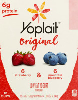 Yoplait Original Low Fat Yogurt Strawberry & Mountain Blueberry - 12 CT