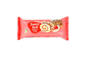 Рулет бісквітний з кремом зі смаком полуниці SWEET ROLL ТМ PREMIA