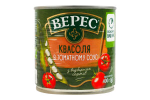 Квасоля в томатному соусі стерилізована Верес з/б 400г