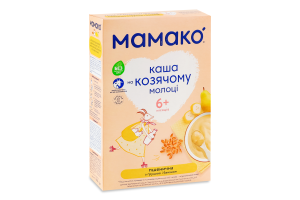 Каша молочная сухая для детей от 6мес на козьем молоке пшеничная с грушей и бананом Мамако к/у 200г