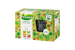 Набор Напиток фруктово-травяной Variation yellow + Чай черный ассорти + Чашка стеклянная 340мл Pickwick к/у 3шт
