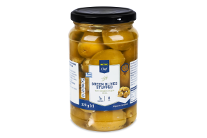 Оливки зеленые фаршированные мягким сыром в подсолнечном масле пастеризованные Metro Chef с/б 320г